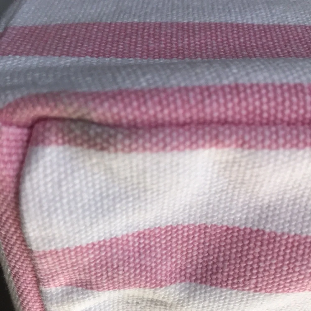 Pottery Barn Kids Pink & White striped 100 % cotton washable storage basket
